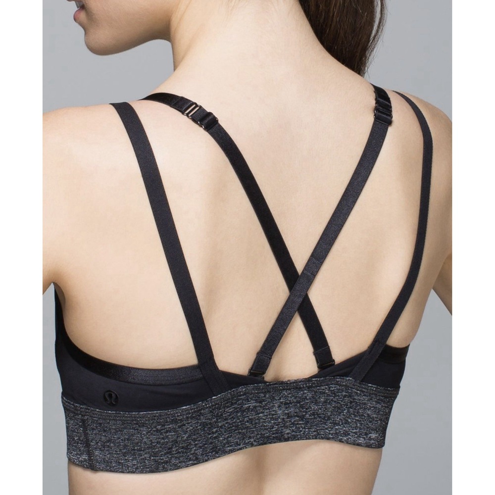 Lululemon if you're lucky sports bra Womens Size 6 Athleisure Black Workout Gym